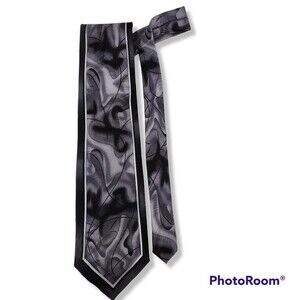 Salvatore Pellegrino 100% Silk Mens Tie Modern Abstract Swirls of Black & Gray